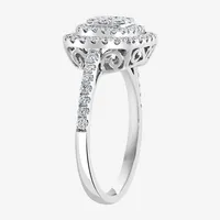 Effy Womens / CT. T.W. Mined Diamond 14K White Gold Cushion Halo Cocktail Ring