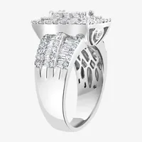 Effy Womens CT. T.W. Natural Diamond 14K White Gold Halo Cocktail Ring