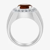 Effy Mens Genuine Champagne Quartz & Genuine White Topaz Sterling Silver Fashion Ring