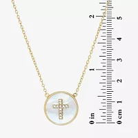 DiamonArt® Womens 2 1/4 CT. T.W. White Cubic Zirconia 18K Gold Over Silver Cross Pendant Necklace