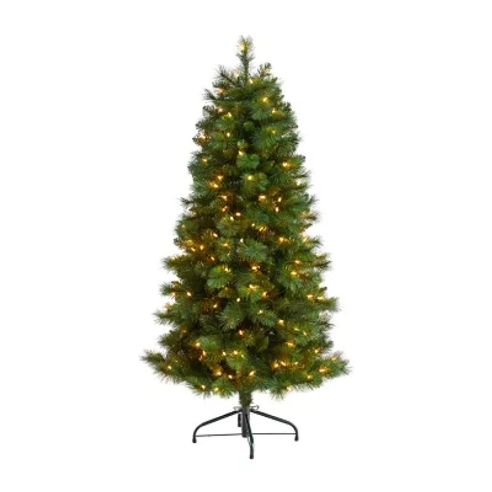 Nearly Natural Faux 5 Foot Pre-Lit Pine Christmas Tree