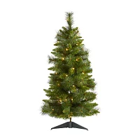 Nearly Natural New Haven Faux 3 Foot Pre-Lit Pine Christmas Tree