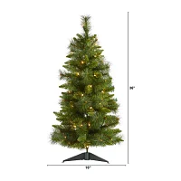 Nearly Natural New Haven Faux 3 Foot Pre-Lit Pine Christmas Tree