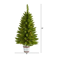 Nearly Natural Providence Faux 3 Foot Pre-Lit Pine Christmas Tree