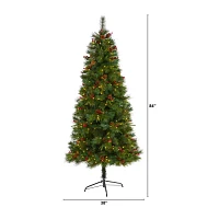 Nearly Natural Mixed Faux 7 Foot Pre-Lit Pine Christmas Tree