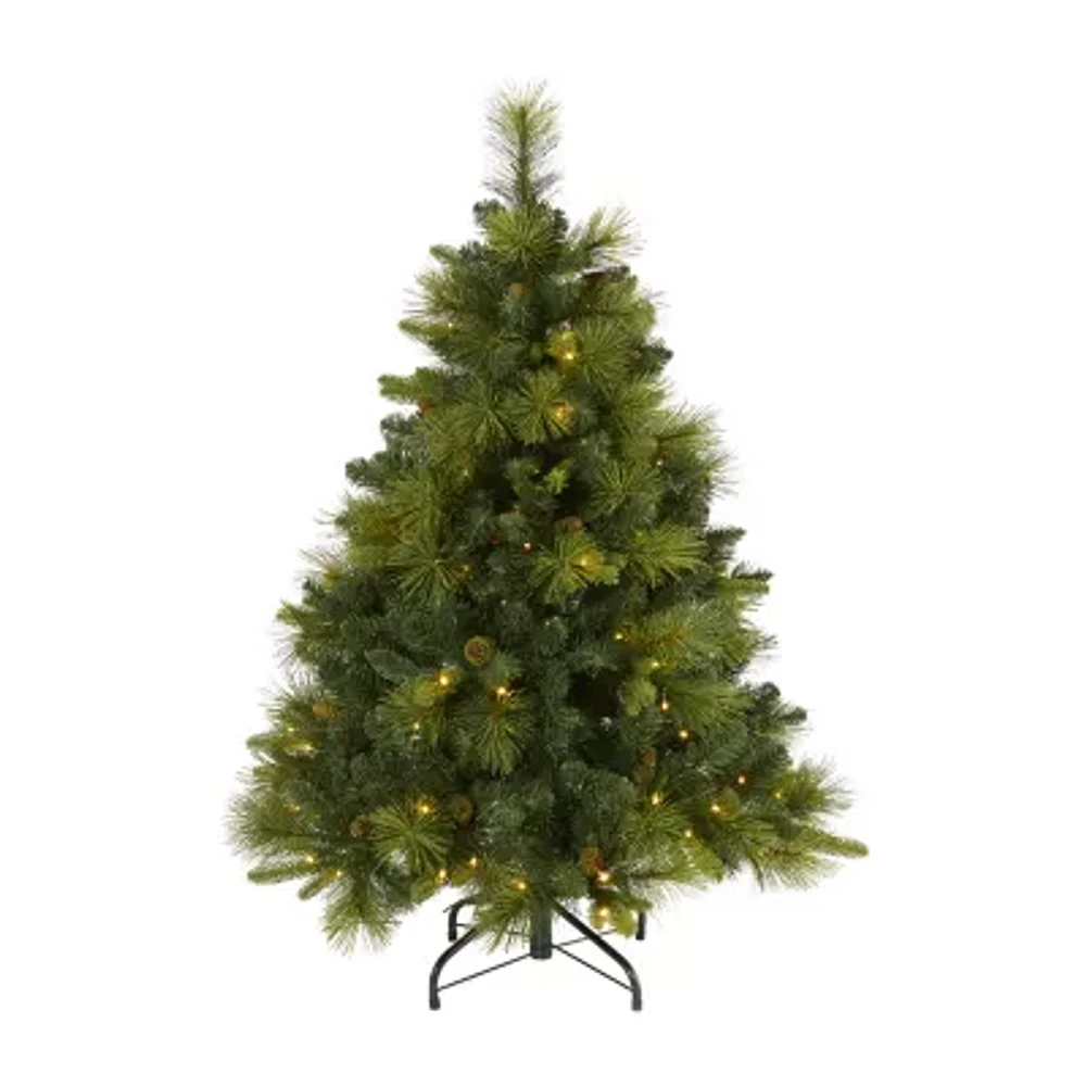 Nearly Natural North Carolina Mixed Faux 4 Foot Pre-Lit Pine Christmas Tree