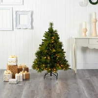 Nearly Natural North Carolina Mixed Faux 4 Foot Pre-Lit Pine Christmas Tree