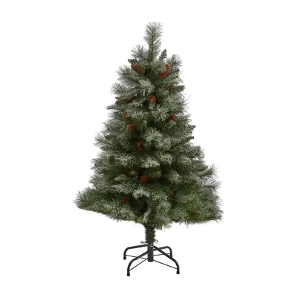 Nearly Natural Snowed Mountain Faux 4 Foot Pine Christmas Tree