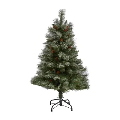 Nearly Natural Snowed Mountain Faux 4 Foot Pine Christmas Tree