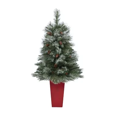 Nearly Natural Snowed Frenchps Faux 4 Foot Pine Christmas Tree