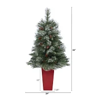 Nearly Natural Snowed Frenchps Faux 4 Foot Pine Christmas Tree