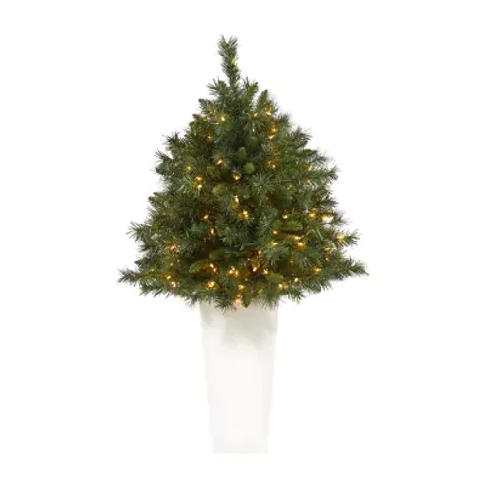 Nearly Natural Mixed Faux 4 Foot Pre-Lit Pine Christmas Tree