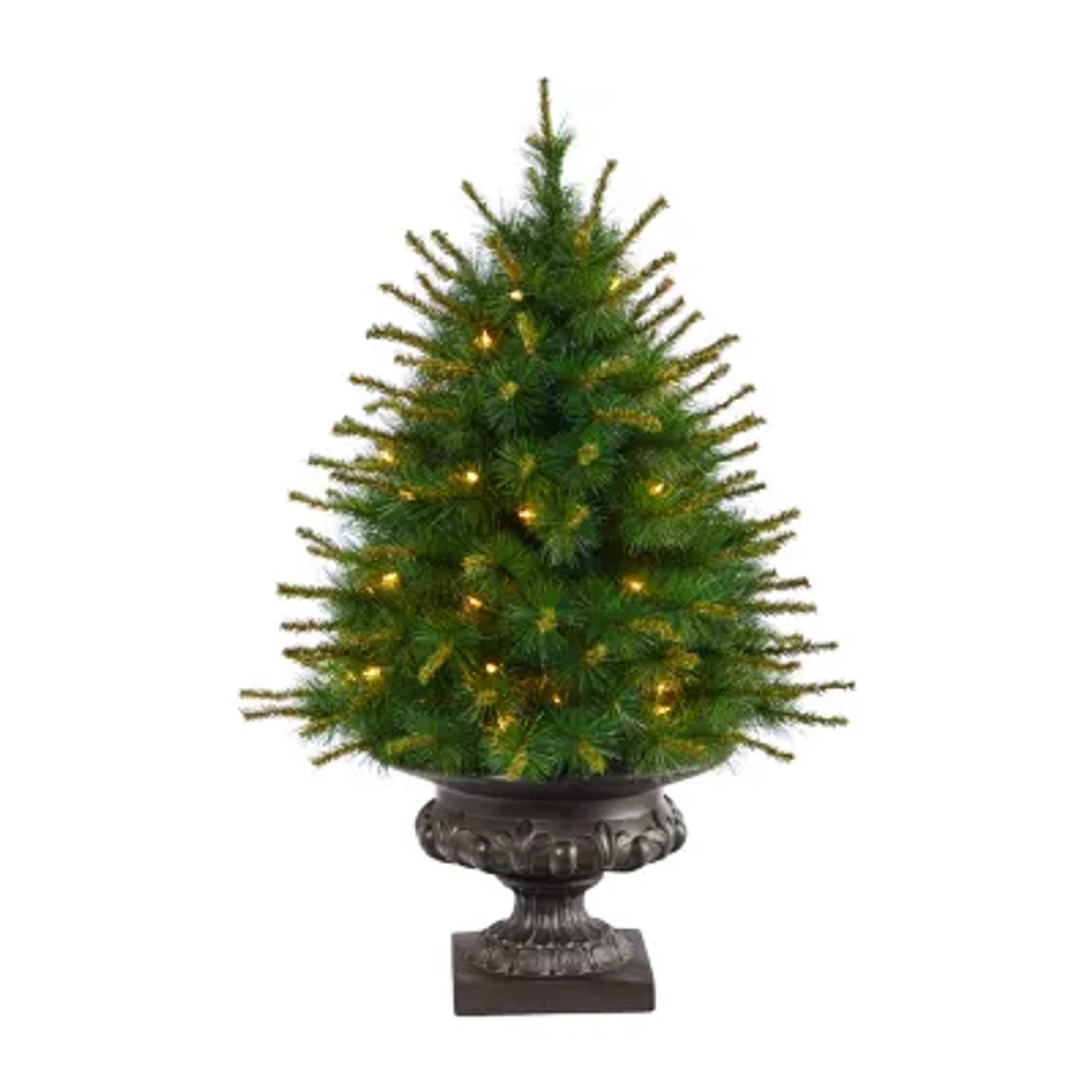 Nearly Natural Faux 3 1/2 Foot Pre-Lit Pine Christmas Tree