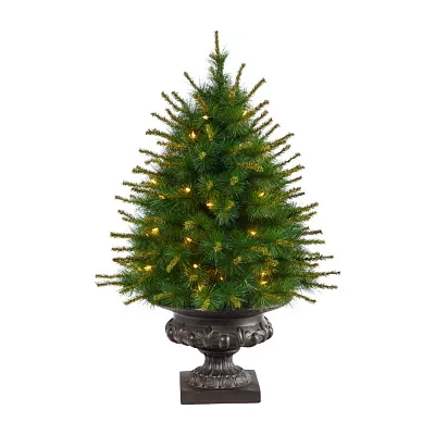 Nearly Natural Faux 3 1/2 Foot Pre-Lit Pine Christmas Tree