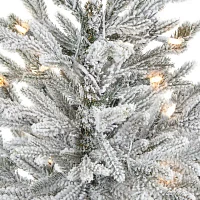 Nearly Natural Flocked Faux 4 Foot Pre-Lit Fir Christmas Tree