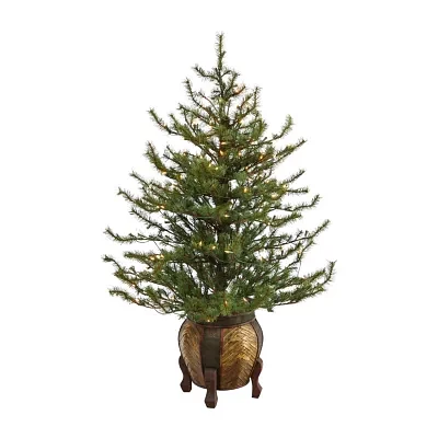 Nearly Natural Vancouver Mountain Faux 4 1/2 Foot Pre-Lit Pine Christmas Tree