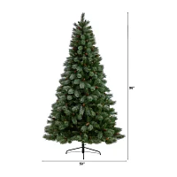 Nearly Natural Snowed Mountain Faux 8 Foot Pine Christmas Tree