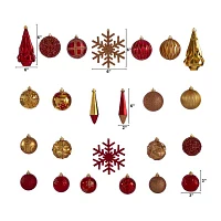 Nearly Natural Shatterproof Tree Red Box 52-Pc Christmas Ornament