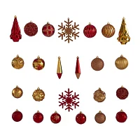 Nearly Natural Shatterproof Tree Red Box 52-Pc Christmas Ornament