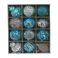 Nearly Natural Shatterproof Tree Blue Set 12-pc. Christmas Ornament