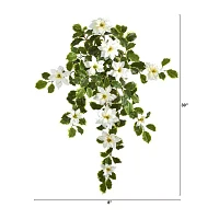 Nearly Natural 30in. Faux Poinsettia Holly Plant White Christmas Tabletop Decor