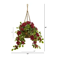 Nearly Natural 42in. Faux Poinsettia Holly Plant Red Christmas Tabletop Decor