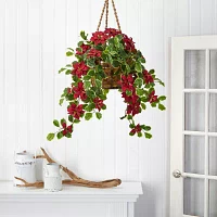 Nearly Natural 42in. Faux Poinsettia Holly Plant Red Christmas Tabletop Decor