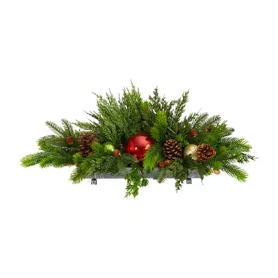 Nearly Natural 24in. Cedar Pine Faux Arrangement Christmas Tabletop Decor