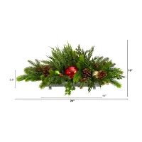 Nearly Natural 24in. Cedar Pine Faux Arrangement Christmas Tabletop Decor