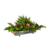 Nearly Natural 24in. Cedar Pine Faux Arrangement Christmas Tabletop Decor