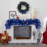 Nearly Natural Blue Lites Pre-Lit Christmas Indoor Garland