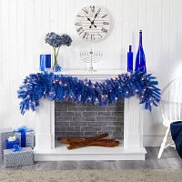 Nearly Natural Blue Lites Pre-Lit Christmas Indoor Garland