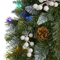 Nearly Natural Snow Indoor Pre-Lit Christmas Wreath