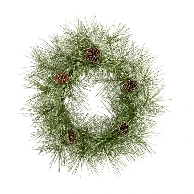 Nearly Natural Iced Pine Artificial Indoor Christmas Wreath