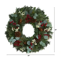 Nearly Natural Pine Artificial Indoor Christmas Wreath