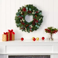 Nearly Natural Pine Artificial Indoor Christmas Wreath