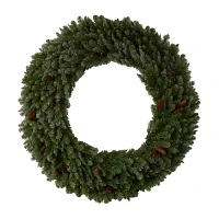 Nearly Natural 5ft. Flocked Faux Indoor Pre-Lit Christmas Wreath