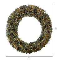 Nearly Natural 72in. Faux Pine Pinecones Indoor Pre-Lit Christmas Wreath