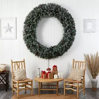 Nearly Natural 72in. Faux Pine Pinecones Indoor Pre-Lit Christmas Wreath