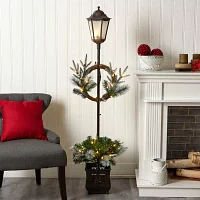 Nearly Natural 5ft. Lamp Post With Faux Greenery Christmas Tabletop Decor