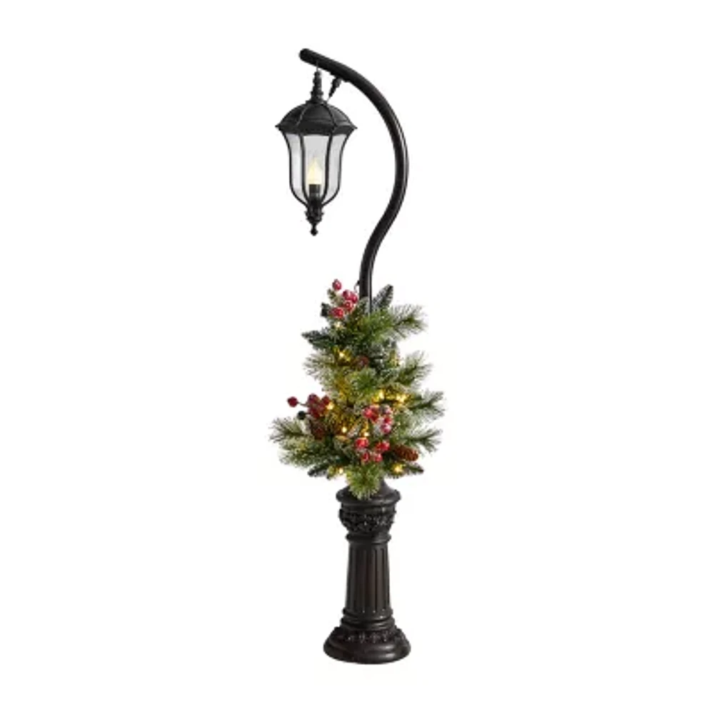 Nearly Natural 5ft. Decorated Lamp Post Faux Greenery Christmas Tabletop Decor