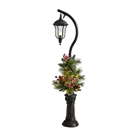 Nearly Natural 5ft. Decorated Lamp Post Faux Greenery Christmas Tabletop Decor