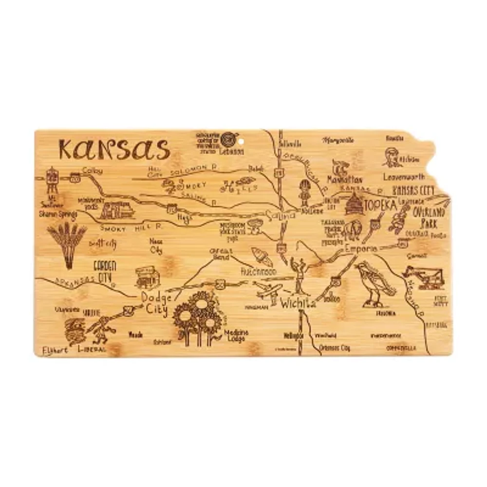 Totally Bamboo Destination State Shaped Serving and Cutting Board