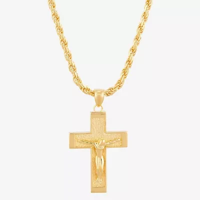 18K Gold Over Silver Crucifix Pendant Necklace