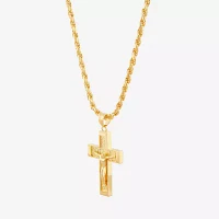 18K Gold Over Silver Crucifix Pendant Necklace