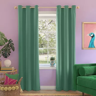 Sun Zero Riley Energy Saving Blackout Grommet Top Single Curtain Panel