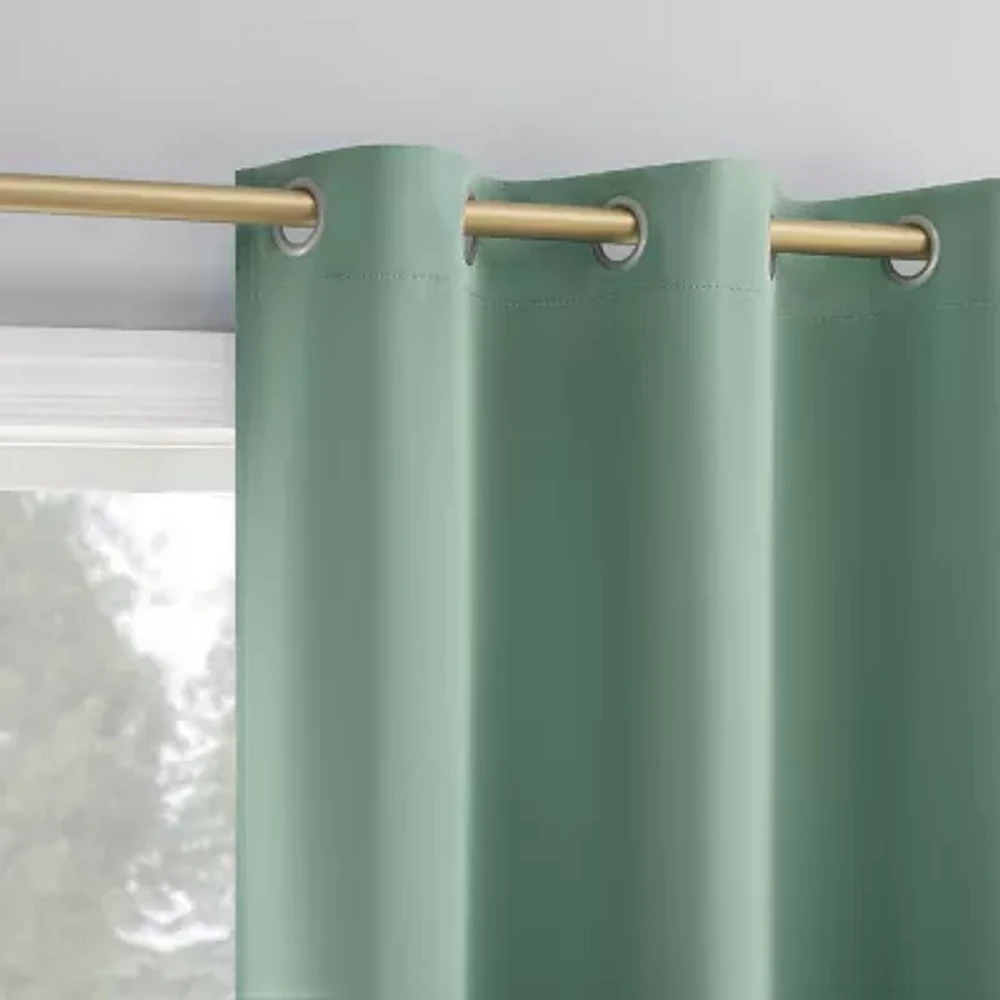 Sun Zero Riley Energy Saving Blackout Grommet Top Single Curtain Panel