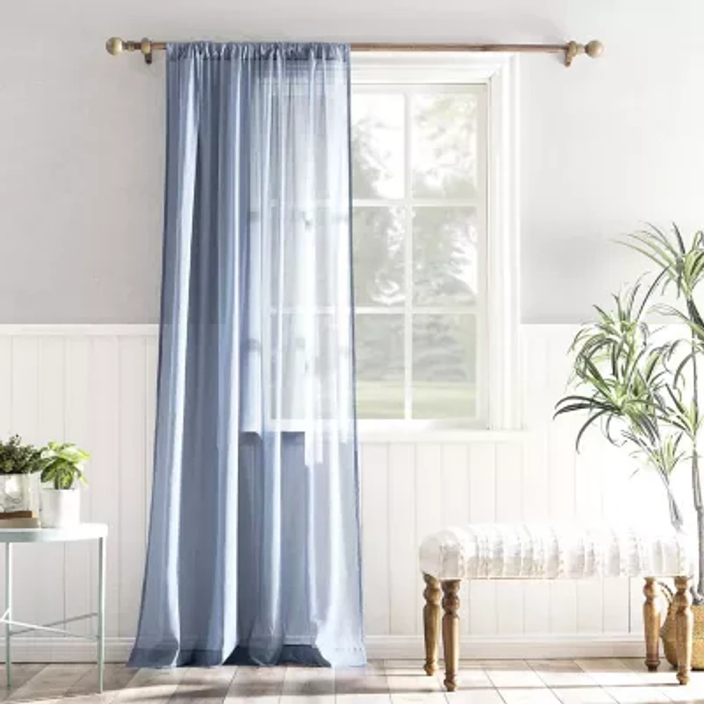 Archaeo Coralie Rod Pocket Sheer Single Curtain Panel
