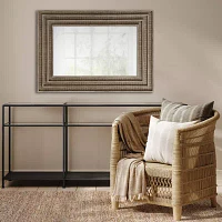 Martha Stewart 34 Naomi Rectangular Wood & Rattan Wall Mount Square Wall Mirror