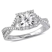 Womens 1/2 CT. T.W. Natural White Diamond Sterling Silver Side Stone Crossover Engagement Ring